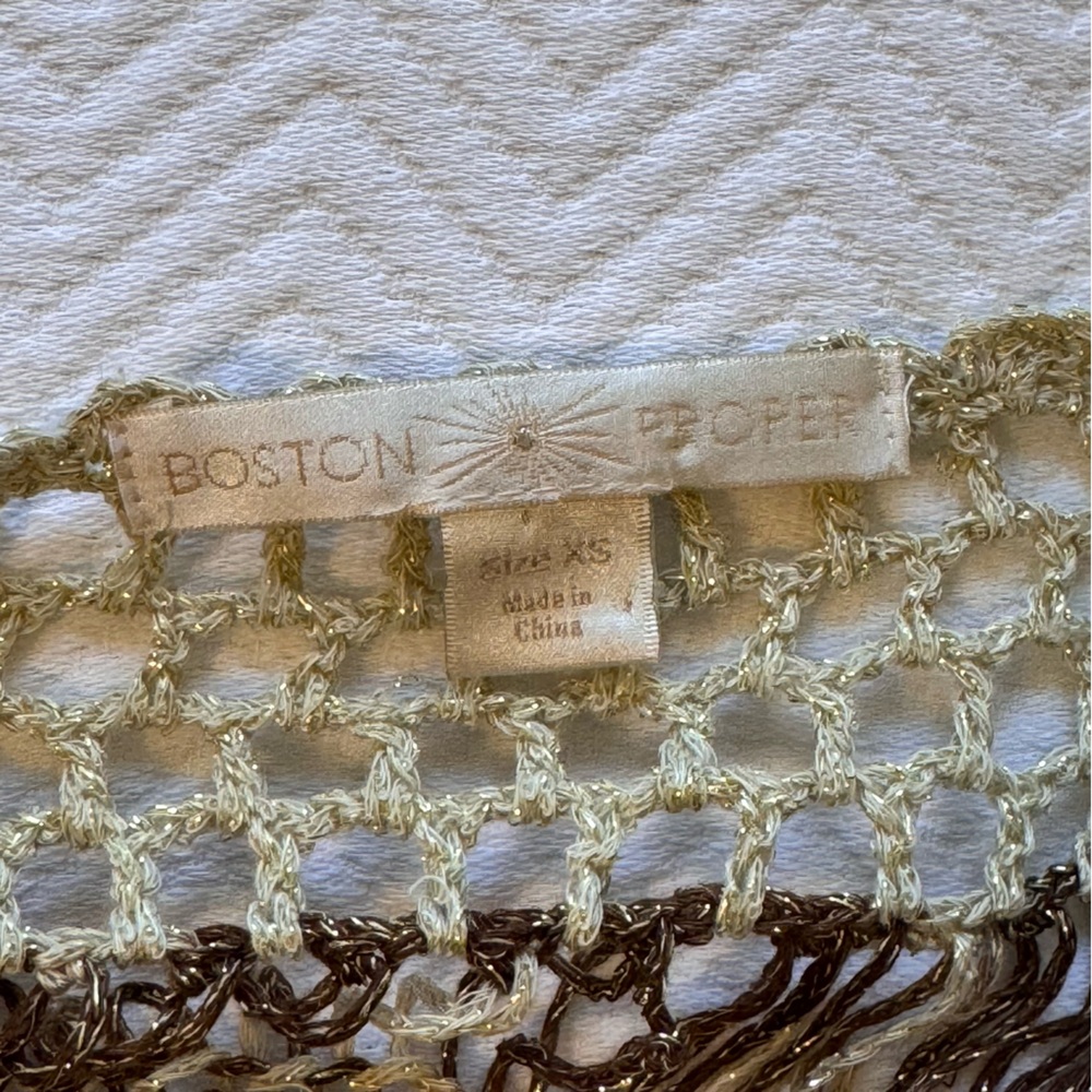 BOSTON PROPER Knit Woven gold tan brown Top - Size xs - Picture 5 of 8